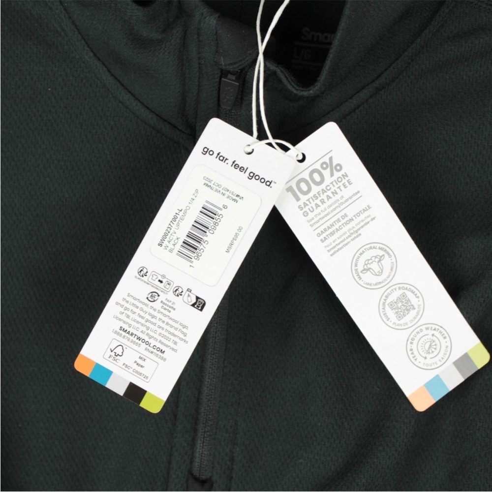 Smartwool Women Active Uptempo Quarter Zip Top Size L Black NWT Merino Wool - Picture 6 of 15